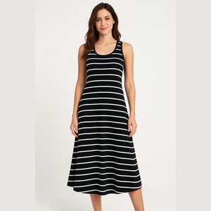 3/$10 Express Black and White Striped Midi Dress